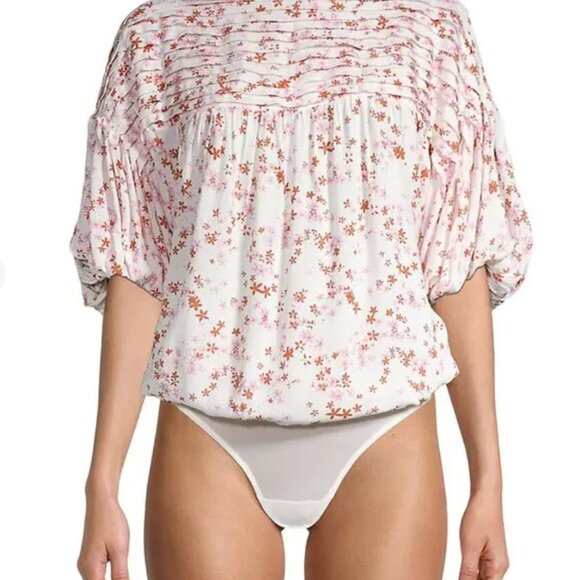 NWT Free People Dessa Woven Floral Bodysuit - Ivory Combo - Picture 2 of 7